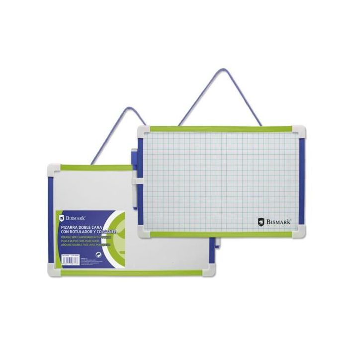 pizarra blanca de doble cara colgante y con rotulador incorporado