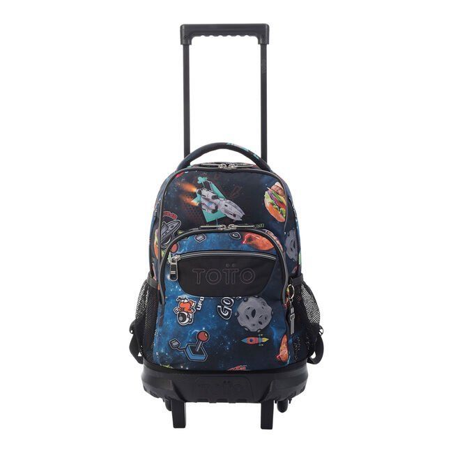 Mochila escolar pequeña Totto ruedas estampado galaxia   Resma