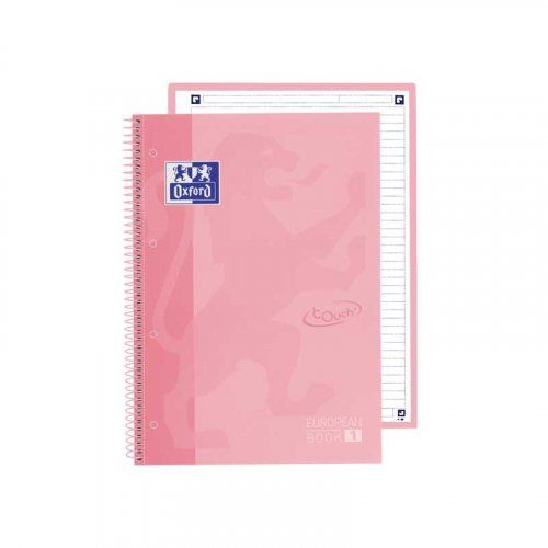 pack 5 cuadernos oxford europeanbook 1 touch a4 horizontal 80h pastel